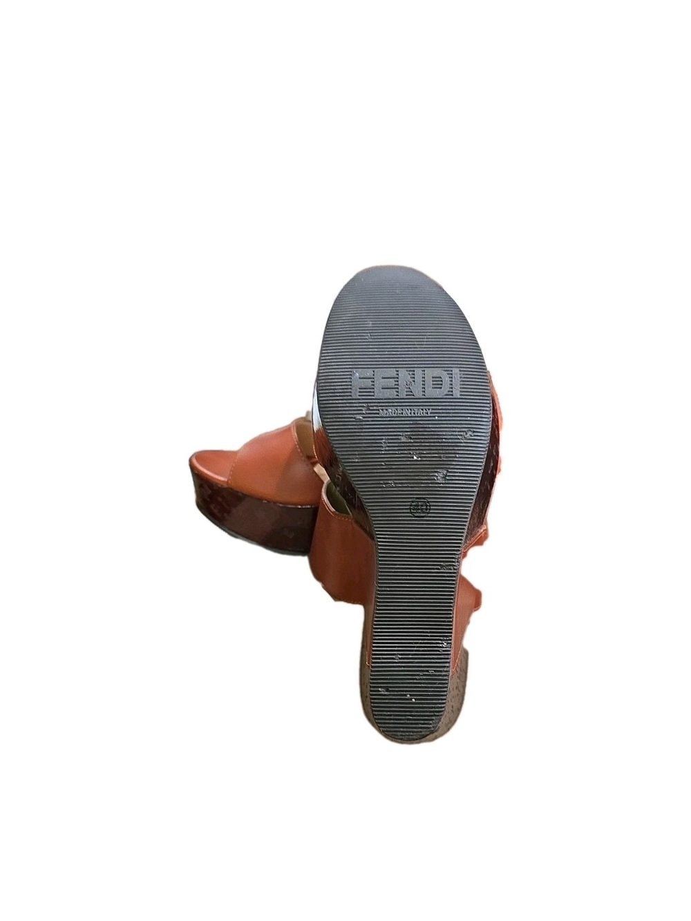 Fendi Brown Leather Slide Sandals - Picture 6 of 8
